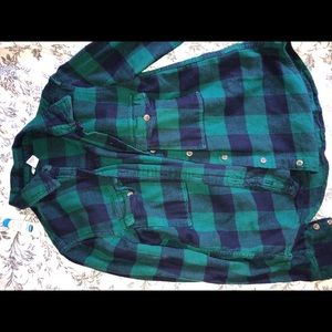 Blue green checkered flannel